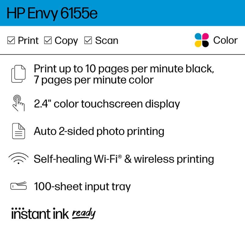 HP Envy 6155e Wireless All-in-One Inkjet Printer