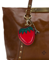 Patricia Nash Strawberry Zip Around Leather Mini Handbag Charm