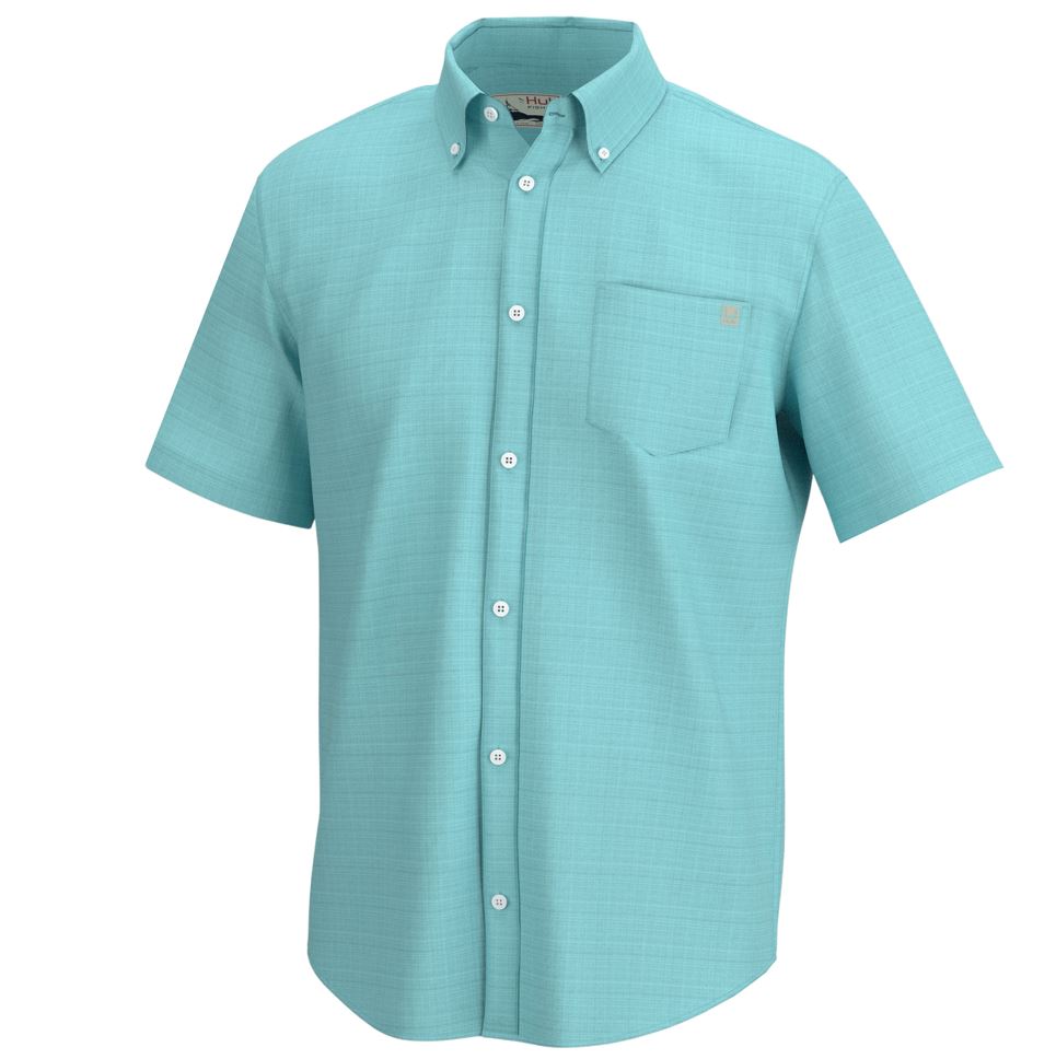 Huk Mens Kona Cross Dye Short Sleeve Button Down Shirt