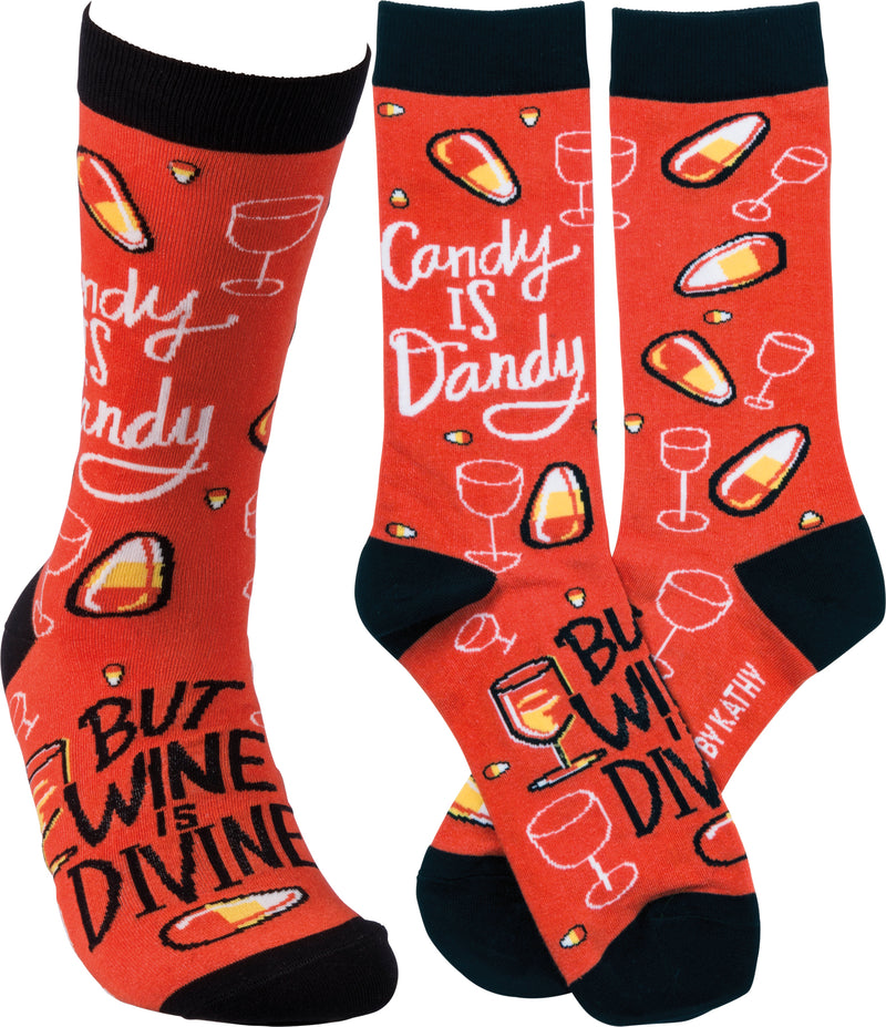 Primitives by Kathy Candy Is Dandy But Wine Is Divine Socks