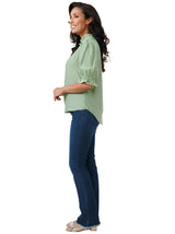 Democracy Womens Elbow Sleeve Button Down Woven Shirt