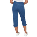 Alfred Dunner Womens Colored Button Super Stretch Denim Capri Pants