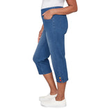 Alfred Dunner Womens Colored Button Super Stretch Denim Capri Pants