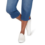 Alfred Dunner Womens Colored Button Super Stretch Denim Capri Pants