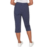 Alfred Dunner Womens Polka Dot Flat Front Denim Capri Pants