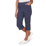 Alfred Dunner Womens Polka Dot Flat Front Denim Capri Pants