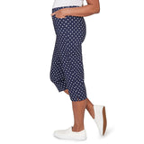 Alfred Dunner Womens Polka Dot Flat Front Denim Capri Pants