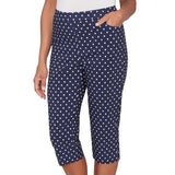 Alfred Dunner Womens Polka Dot Flat Front Denim Capri Pants