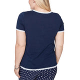 Alfred Dunner Womens Pearl Anchor Graphic Short Sleeve T-Shirt