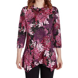 Ruby Rd. Womens Bold Blooms Split Cowl Neck Dew Drop Top