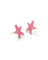 Kendra Scott Parker Starfish Gold Stud Earrings - Bright Pink Mother Of Pearl