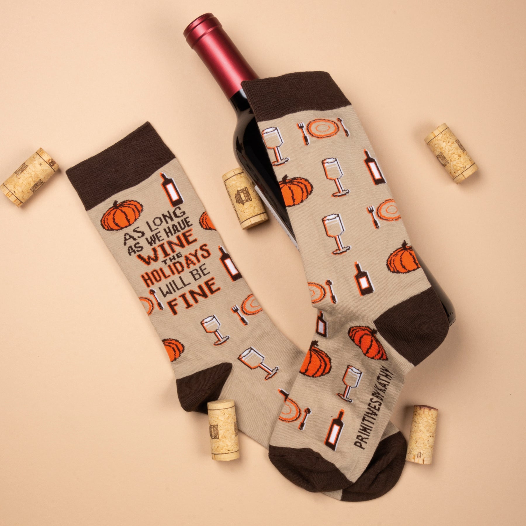 Primitives By Kathy As Long As We Have Wine Holidays Fine Socks