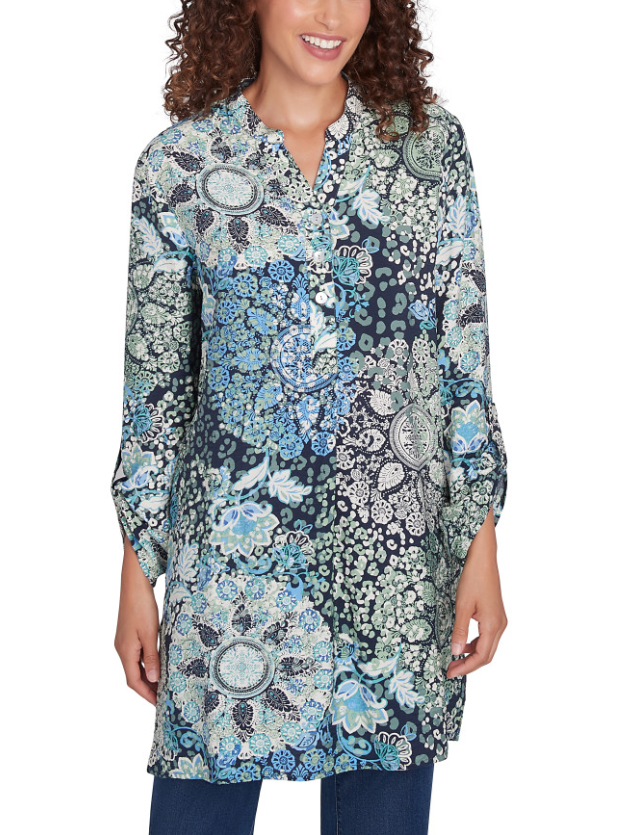 Ruby Rd. Womens 3/4 Sleeve Print Tunic Top