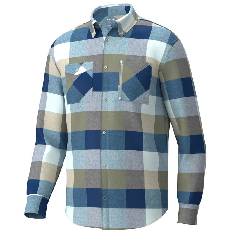 HUK Men's Performance Flannel Shirt - Durable Water Repellent, Stretch Polyester, Fishing & Outdoor Button-Down