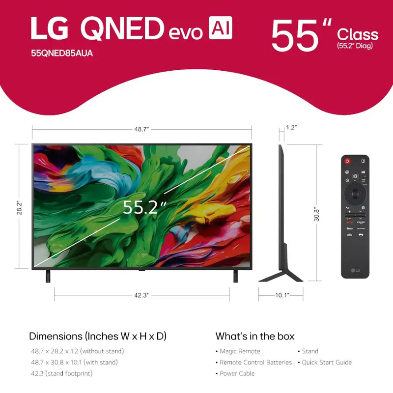 LG 55" Class 85A Series QNED evo AI MiniLED 4K UHD Smart webOS TV
