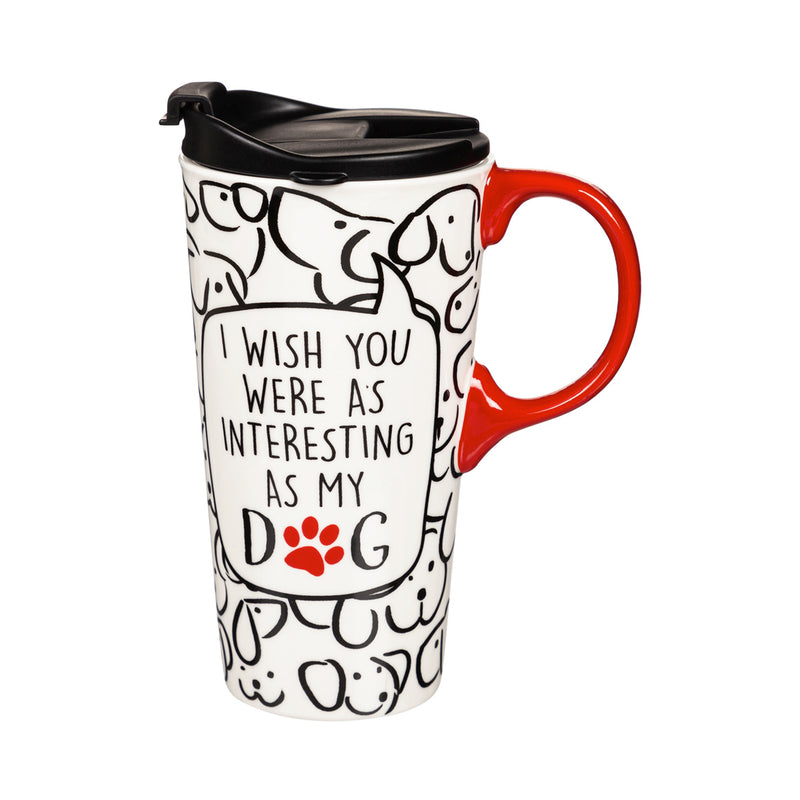 Evergreen Interesting Dog Ceramic Travel Cup with Box - 17 oz.