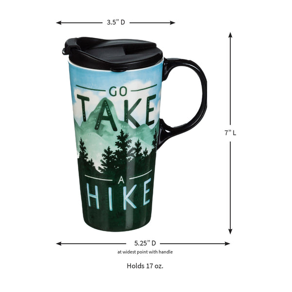 Evergreen Go Take A Hike Ceramic Travel Cup with Box - 17 oz.