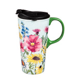 Evergreen Spring Wildflowers Ceramic Travel Cup with Box - 17 oz.