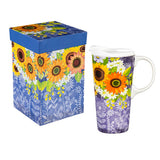 Evergreen Sunflower Ceramic Travel Mug