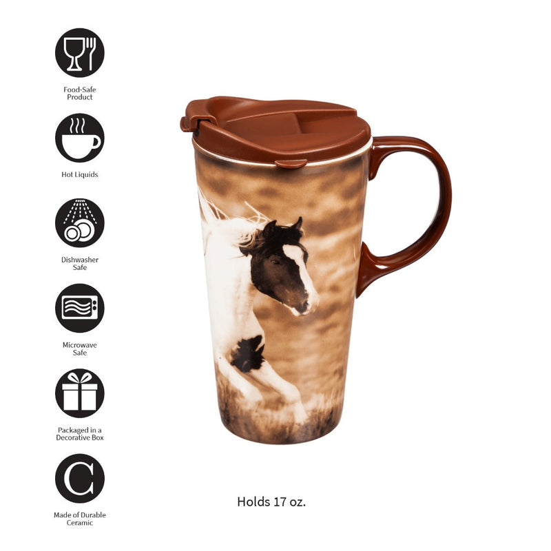 Cypress Home Realistic Horse Ceramic Travel Mug