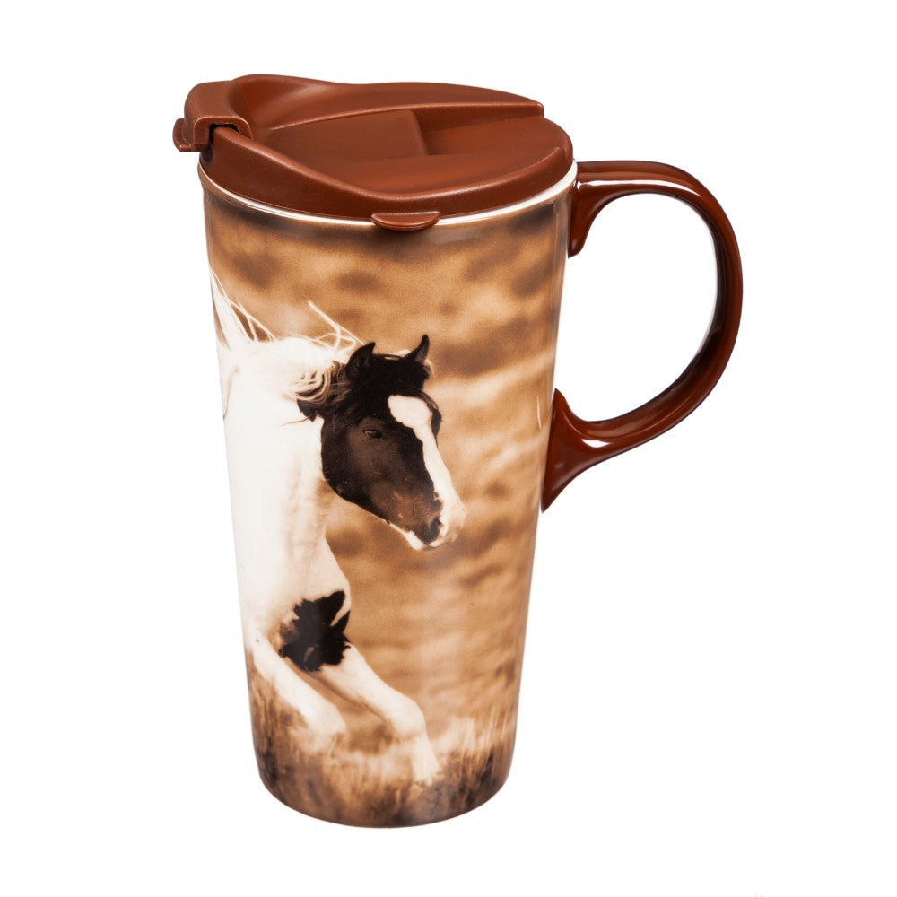 Cypress Home Realistic Horse Ceramic Travel Mug