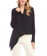 Karen Kane Womens Contrast Double Layer Wrap Top