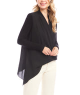 Karen Kane Womens Contrast Double Layer Wrap Top