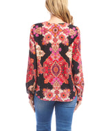 Karen Kane Womens Long Sleeve Shirred Blouse