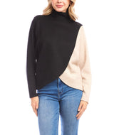 Karen Kane Womens Crossover Colorblock Long Sleeve Top