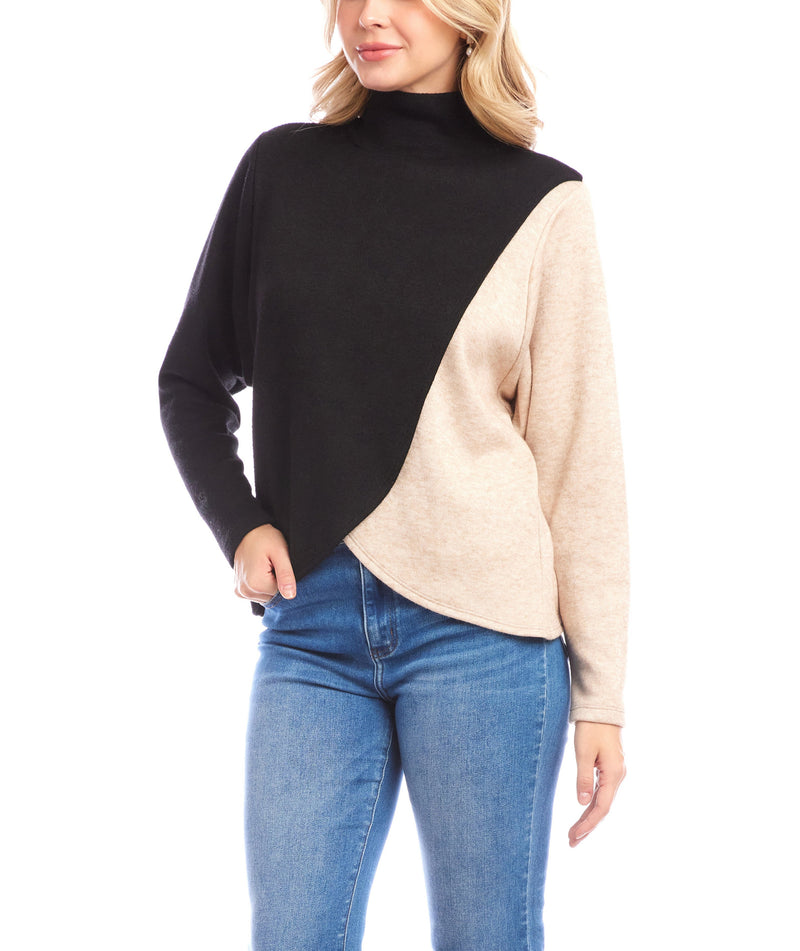Karen Kane Womens Crossover Colorblock Long Sleeve Top