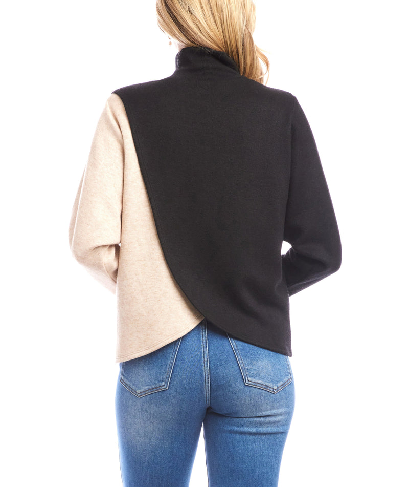 Karen Kane Womens Crossover Colorblock Long Sleeve Top