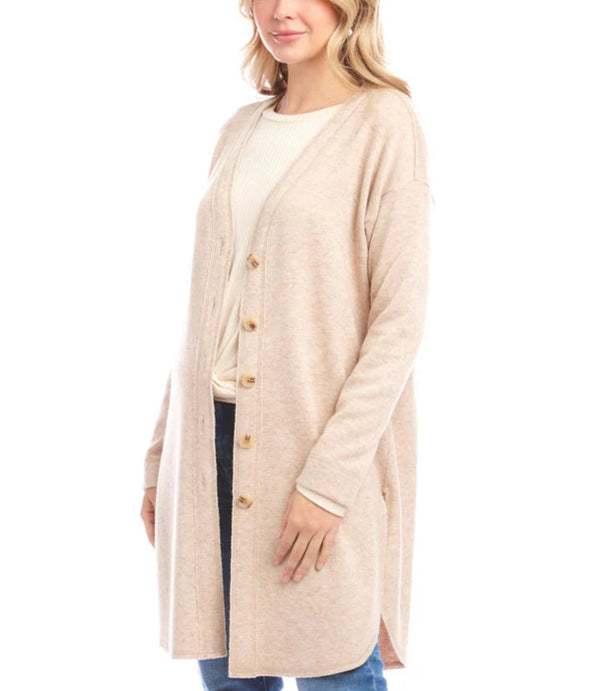 Karen Kane Womens Long Sleeve Shirttail Cardigan