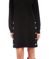 Karen Kane Womens V-Neck Button Detail Long Sleeve Dress