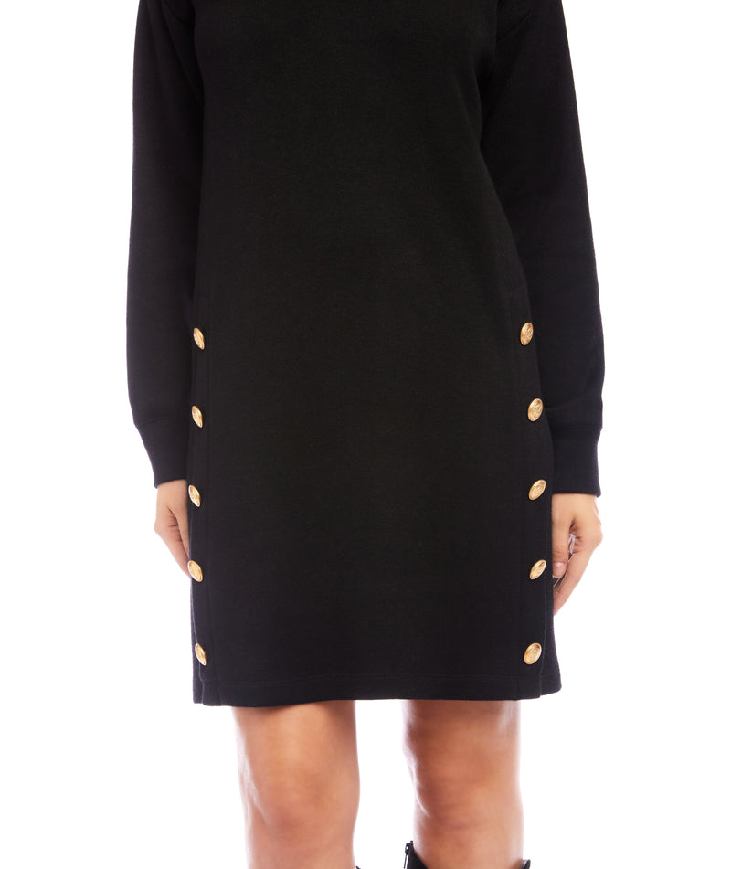 Karen Kane Womens V-Neck Button Detail Long Sleeve Dress