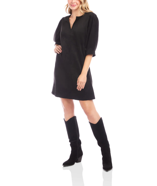 Karen Kane Womens Faux Suede Puff Sleeve Dress