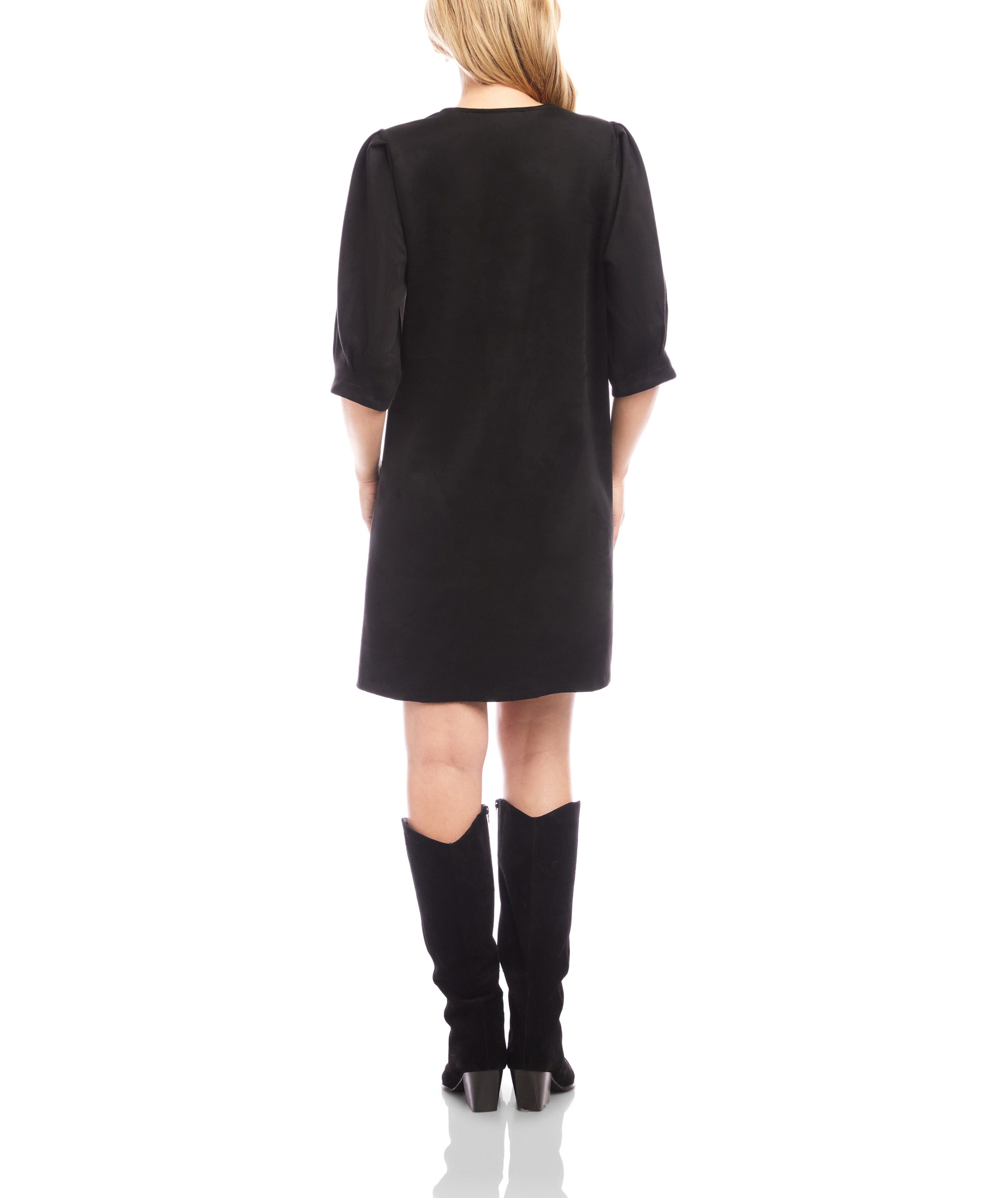 Karen Kane Womens Faux Suede Puff Sleeve Dress
