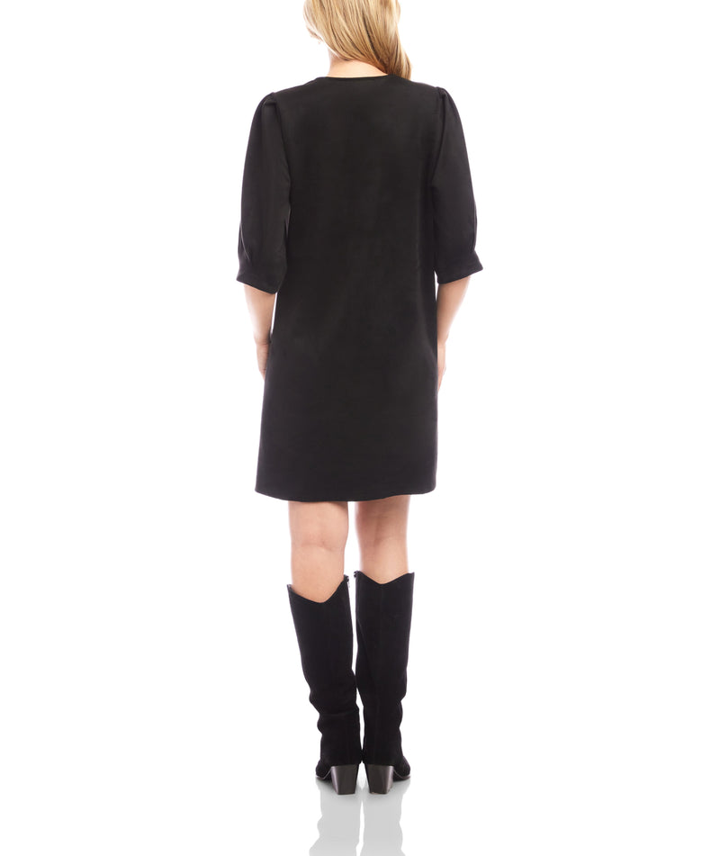Karen Kane Womens Faux Suede Puff Sleeve Dress