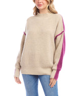 Karen Kane Womens Colorblock Mock Neck Sweater