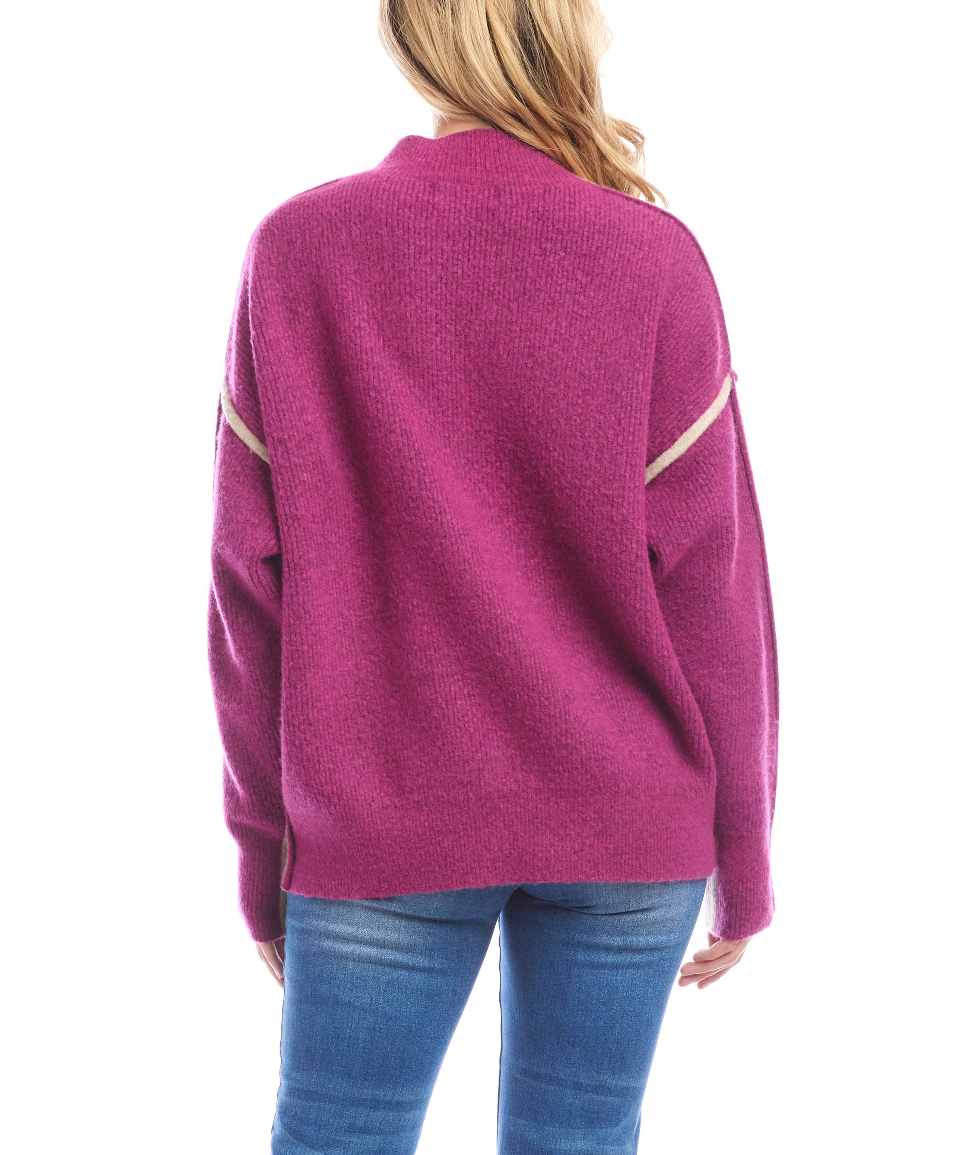 Karen Kane Womens Colorblock Mock Neck Sweater