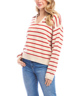 Karen Kane Womens Stripe Polo Sweater