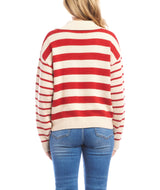 Karen Kane Womens Stripe Polo Sweater
