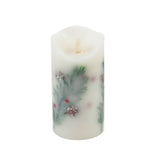 Evergreen Pine Branch LED Pillar Candle