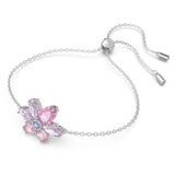 Swarovski Gema Bracelet - Mixed Cuts, Flower, Pink, Rhodium Plated