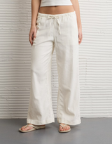 American Eagle Womens AE Low-Rise Linen-Blend Pull-On Pants