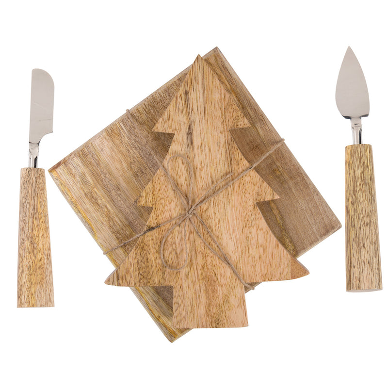 Home Essentials and Beyond Dark Natural Wood Tree Trivet Set