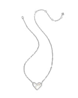 Kendra Scott Mother Of Pearl Ari Heart Statement Short Pendant Necklace - Silver Plated
