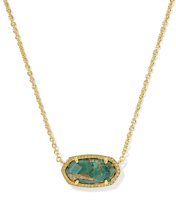 Kendra Scott Elisa Gold Short Pendant Necklace - Veined Green Malachite