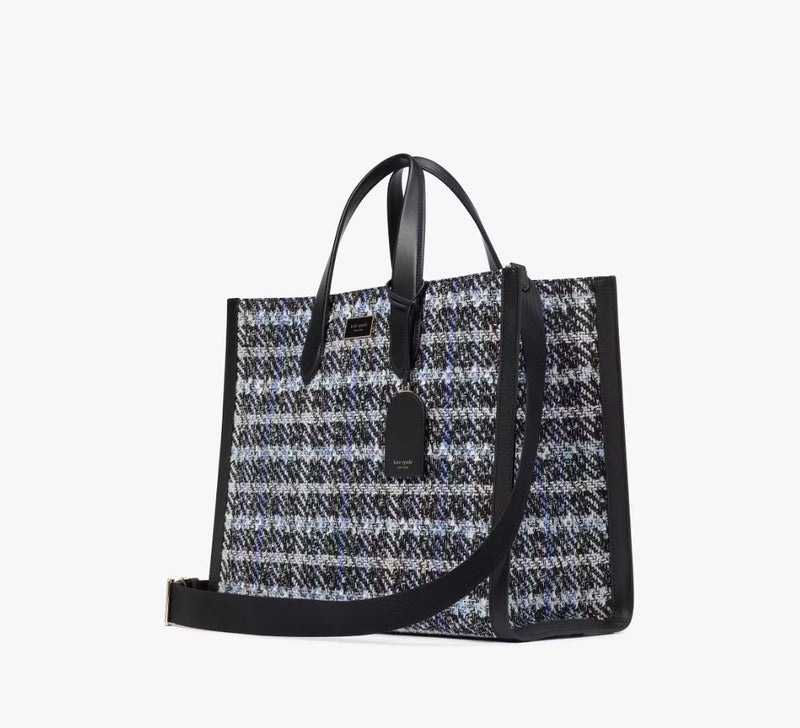 Kate Spade Manhattan Plaid Tweed Large Tote Handbag