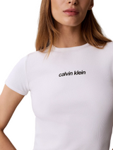 Calvin Klein Womens Contour Rib Logo Cropped Short Sleeve T-Shirt