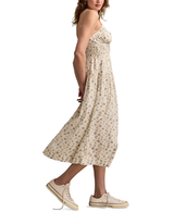 Lucky Brand Womens Smocked-Waist Floral Midi Dress